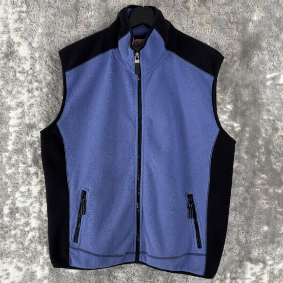 10,000 FT Above Sea Level Size L Fleece Full Zip Sleeveless 2 Tone Jacket Pocket - Picture 1 of 8